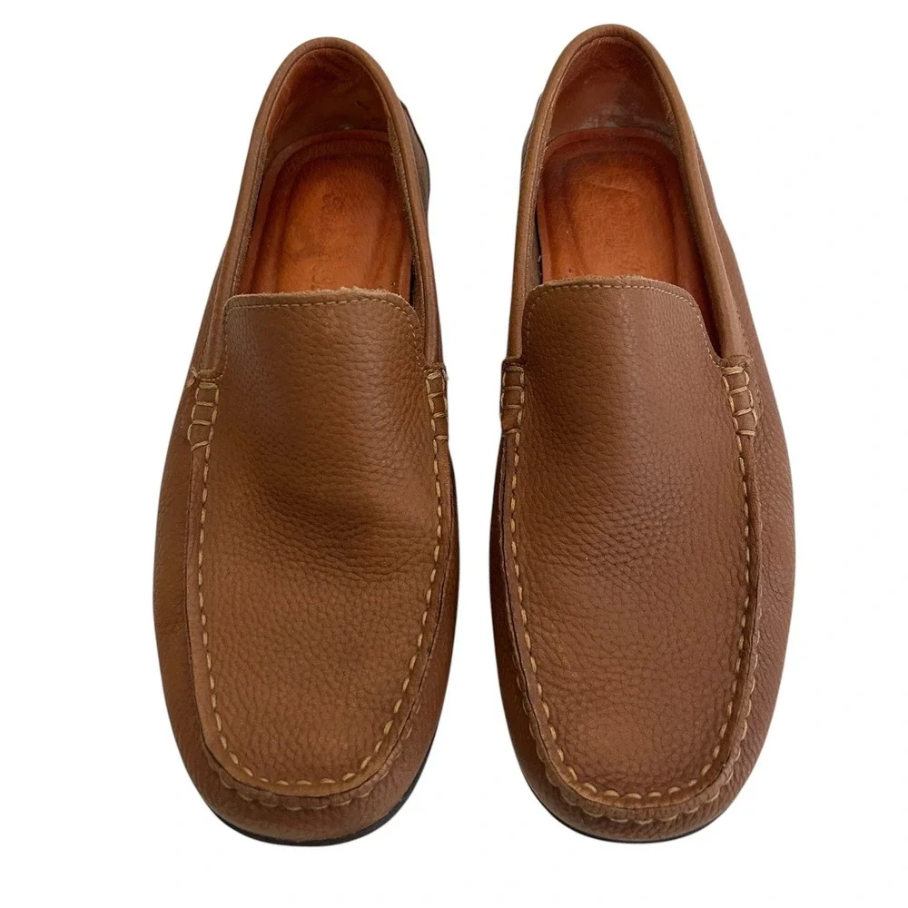 Tommy Bahama Nassau Venetian Mens Brown Pebbled Leather Loafers TFM00159 8.5D